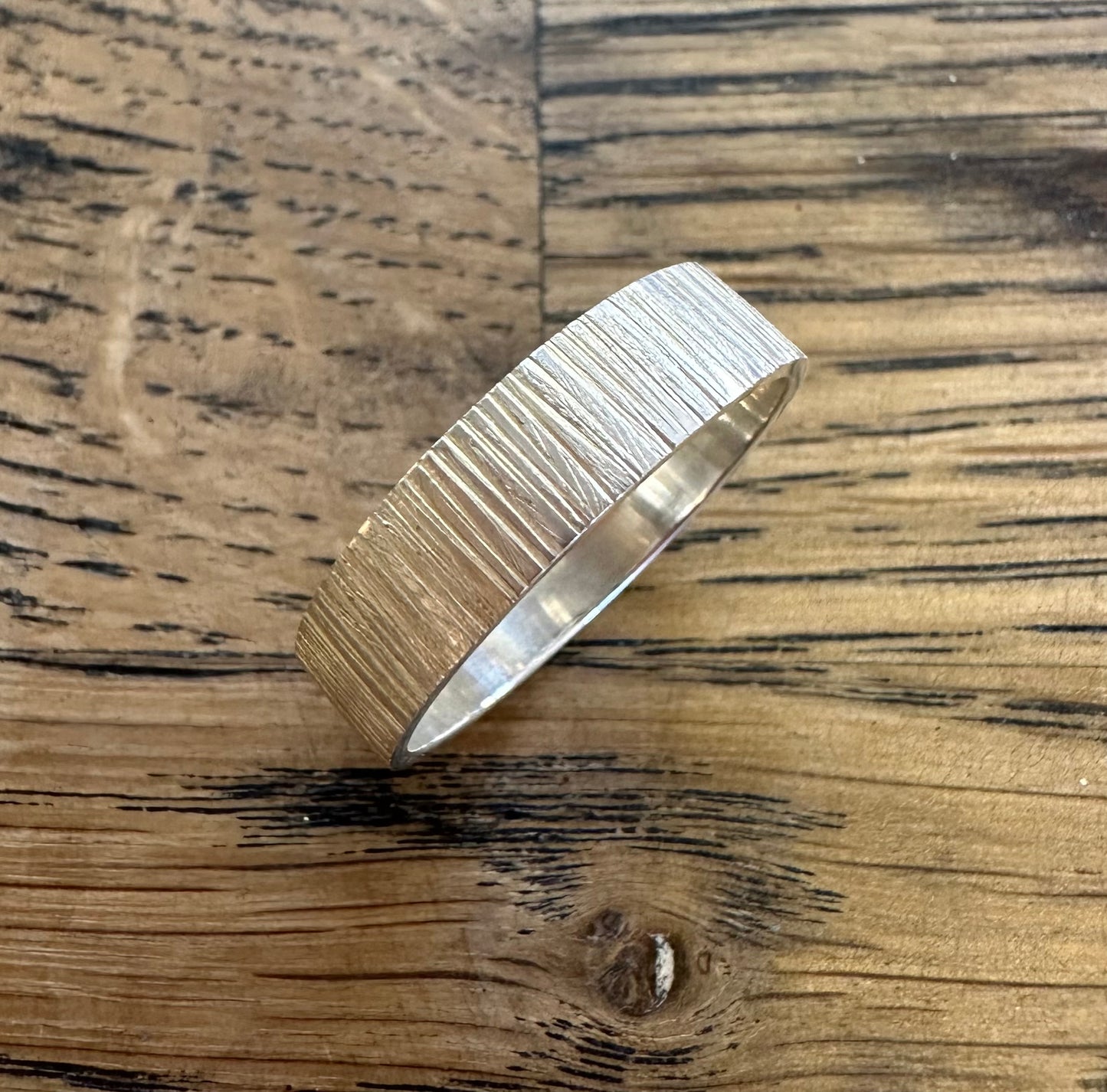 File textured silver ring