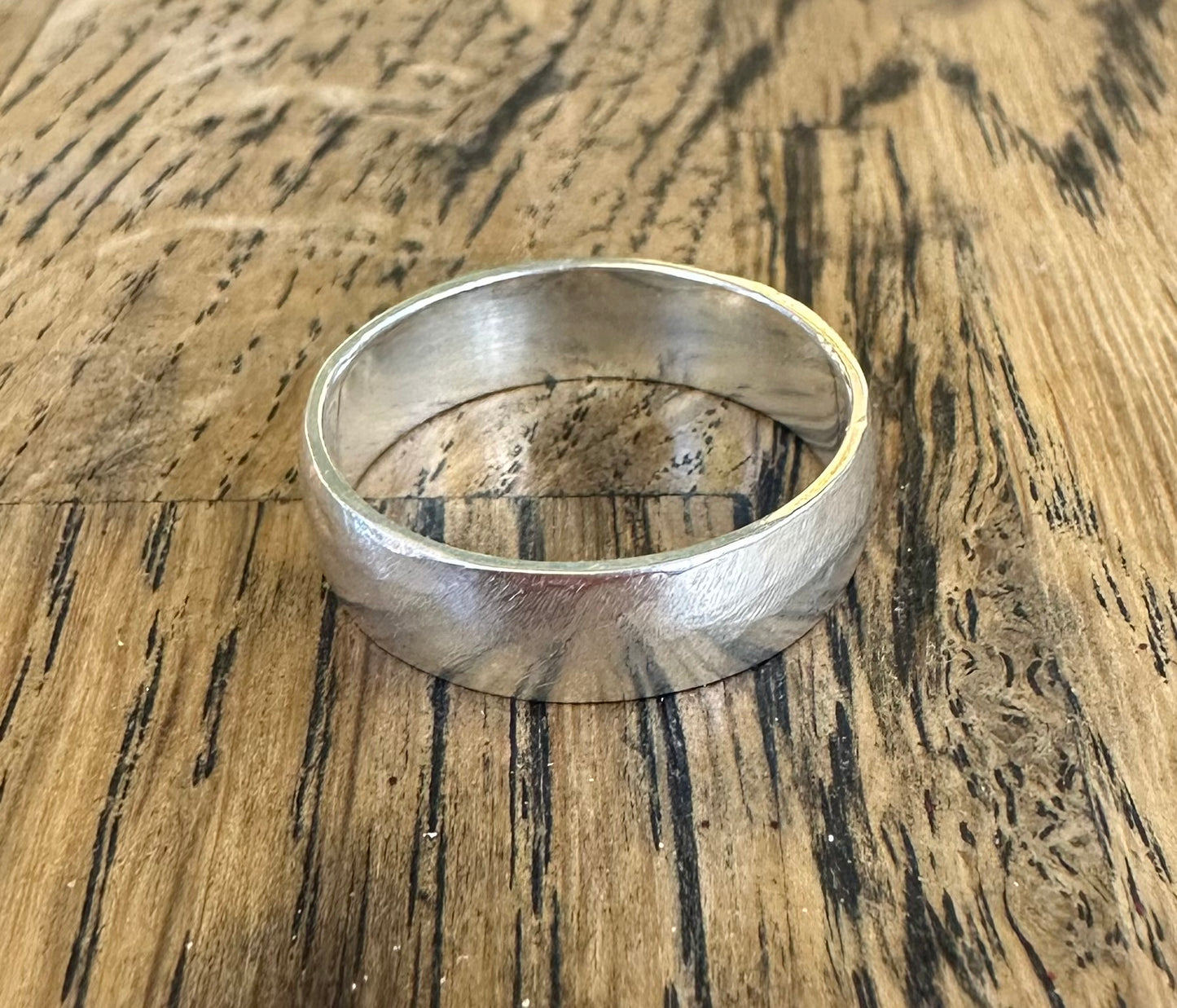 Gentle file textured silver ring