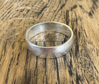 Gentle file textured silver ring