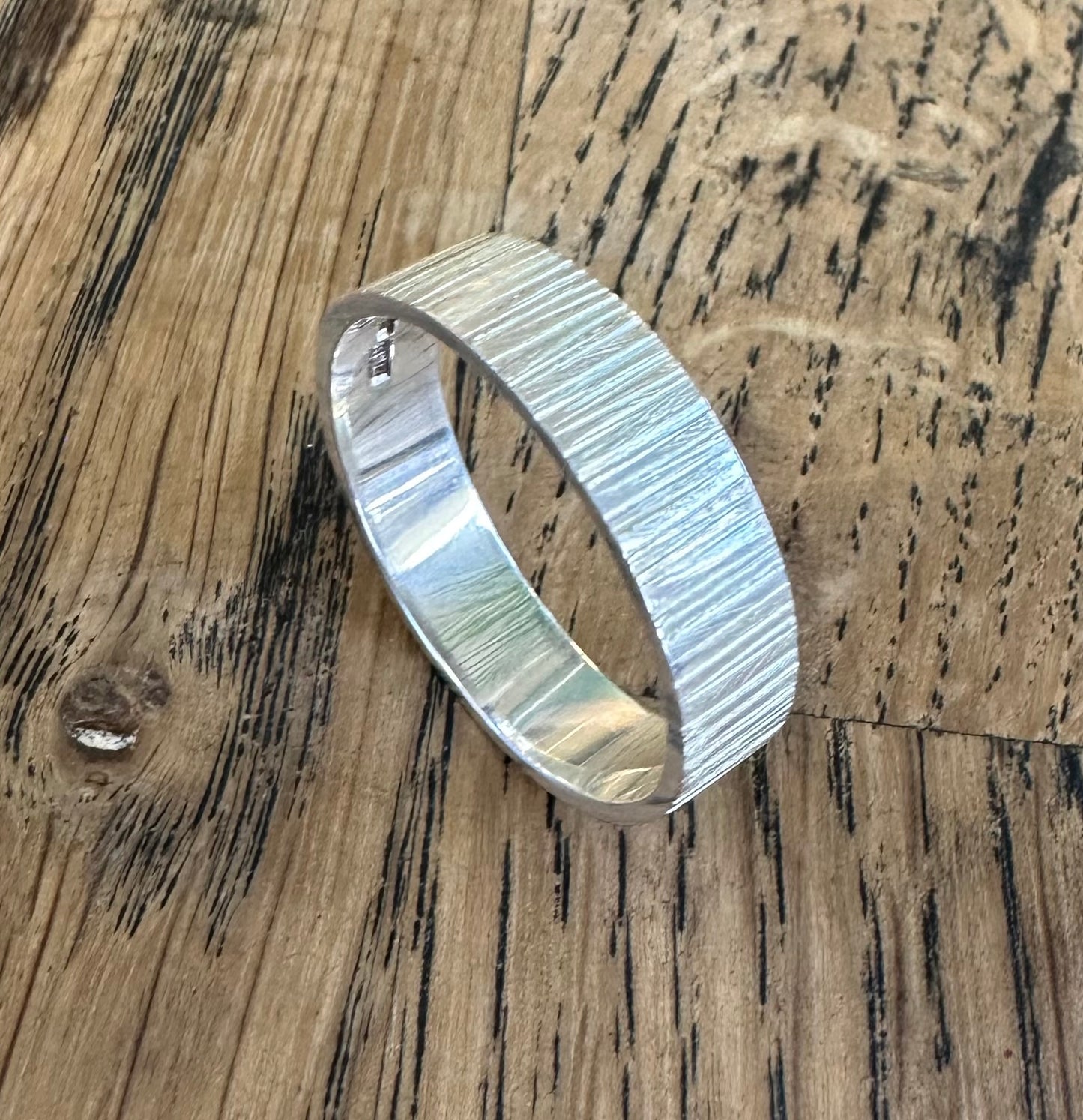 File textured silver ring