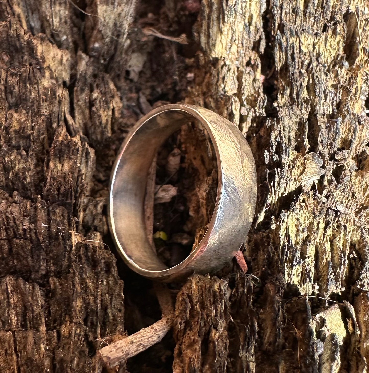 Gentle file textured silver ring