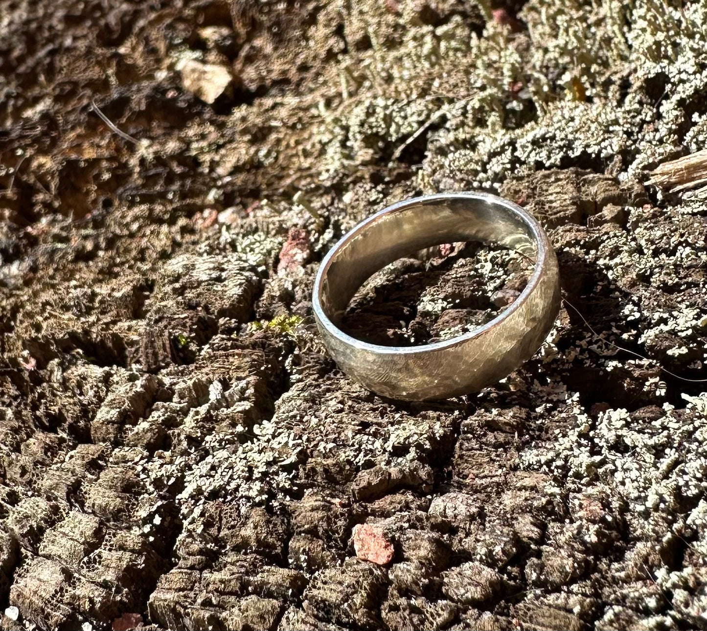 Gentle file textured silver ring